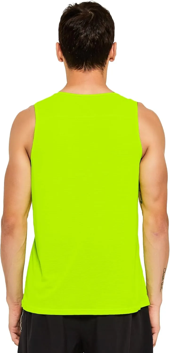 DEMOZU Men's Neon Running Tank Top Workout Gym Athletic Swim Marathon Tank Top
