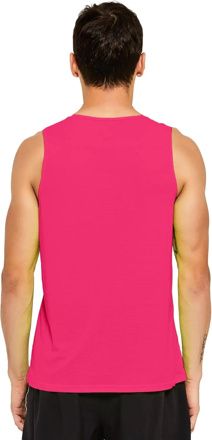 DEMOZU Men's Neon Running Tank Top Workout Gym Athletic Swim Marathon Tank Top