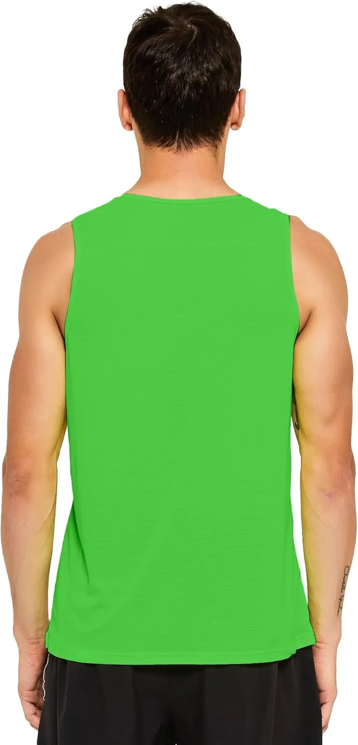 DEMOZU Men's Neon Running Tank Top Workout Gym Athletic Swim Marathon Tank Top