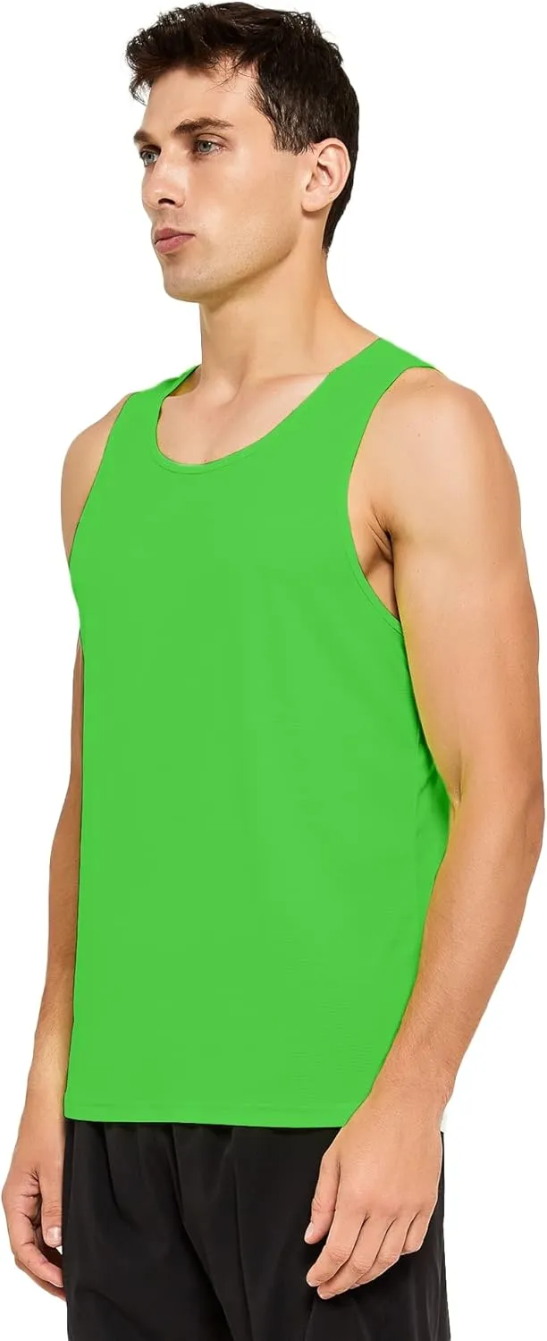 DEMOZU Men's Neon Running Tank Top Workout Gym Athletic Swim Marathon Tank Top