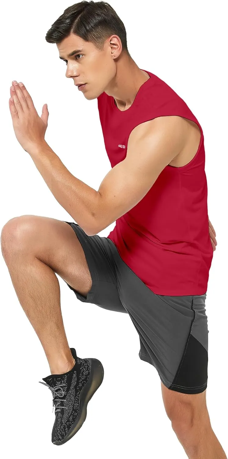 DEMOZU Men's Sleeveless Workout Swim Shirt Running Gym Athletic Muscle Tank Top Big and Tall