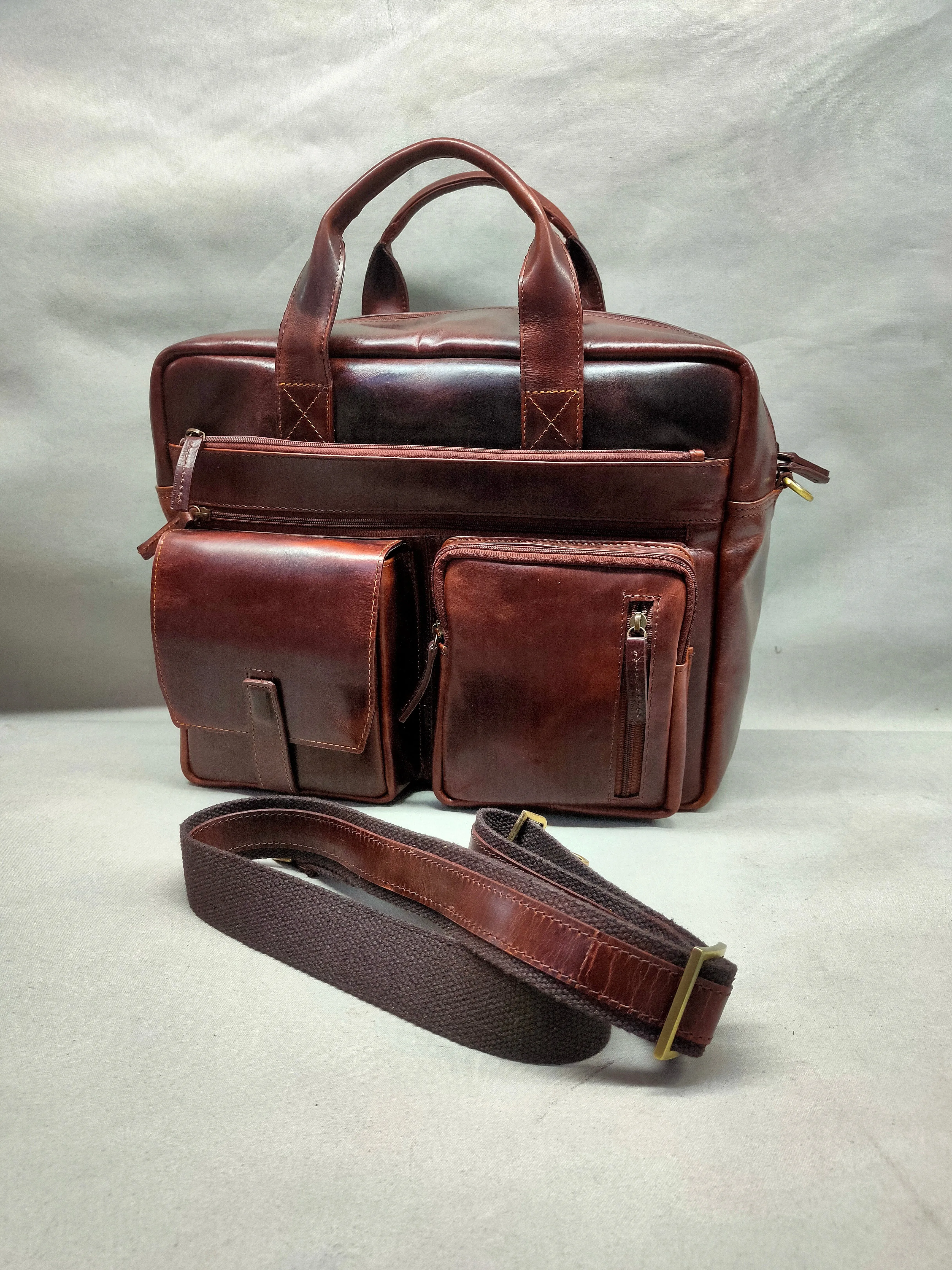 Denver laptop bag burnish dark cognac