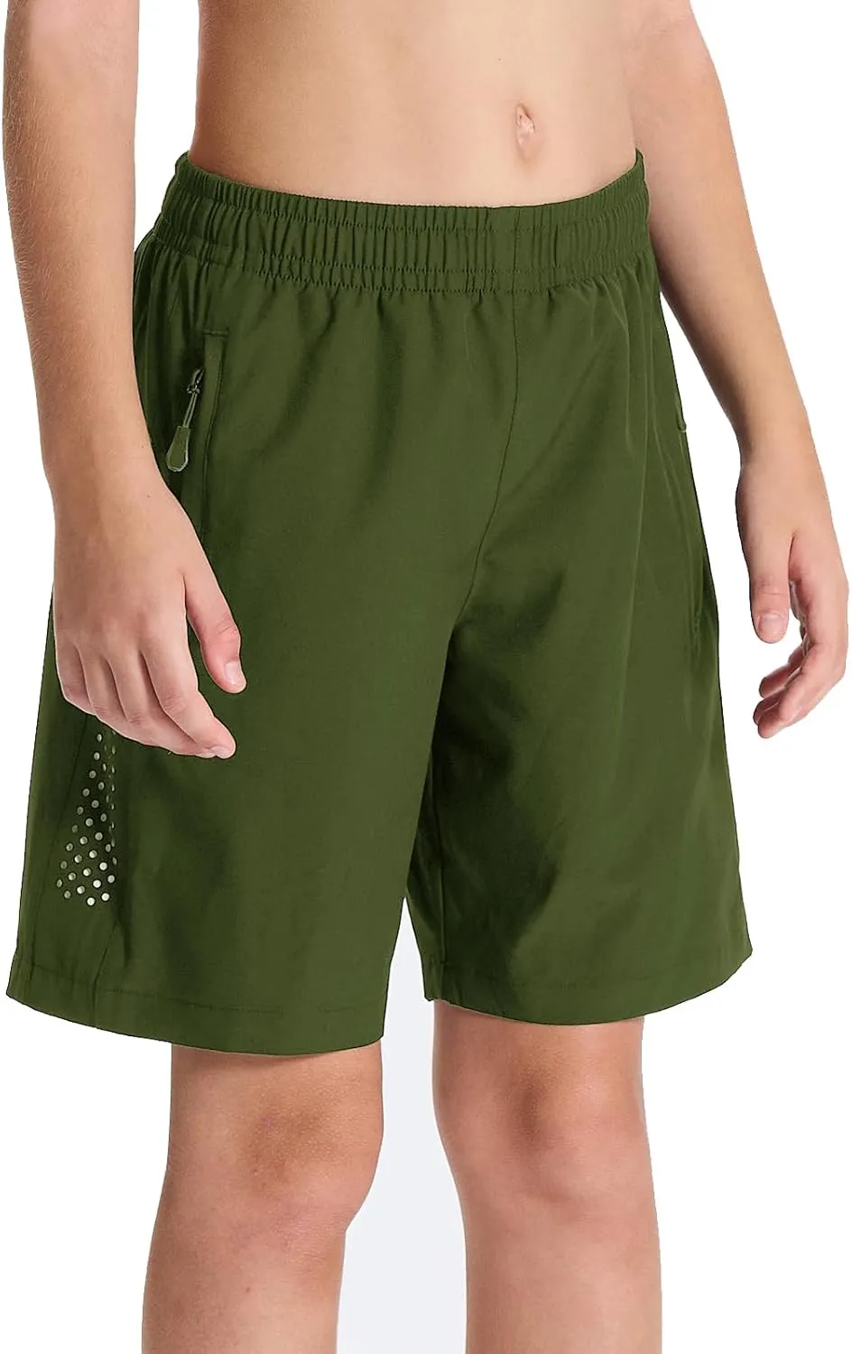 DEVOROPA Youth Boys Athletic Running Shorts Lightweight Quick Dry Sports Workout Gym Hiking Shorts Zip Pockets UPF 50 