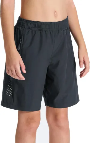 DEVOROPA Youth Boys Athletic Running Shorts Lightweight Quick Dry Sports Workout Gym Hiking Shorts Zip Pockets UPF 50 