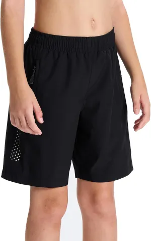 DEVOROPA Youth Boys Athletic Running Shorts Lightweight Quick Dry Sports Workout Gym Hiking Shorts Zip Pockets UPF 50 
