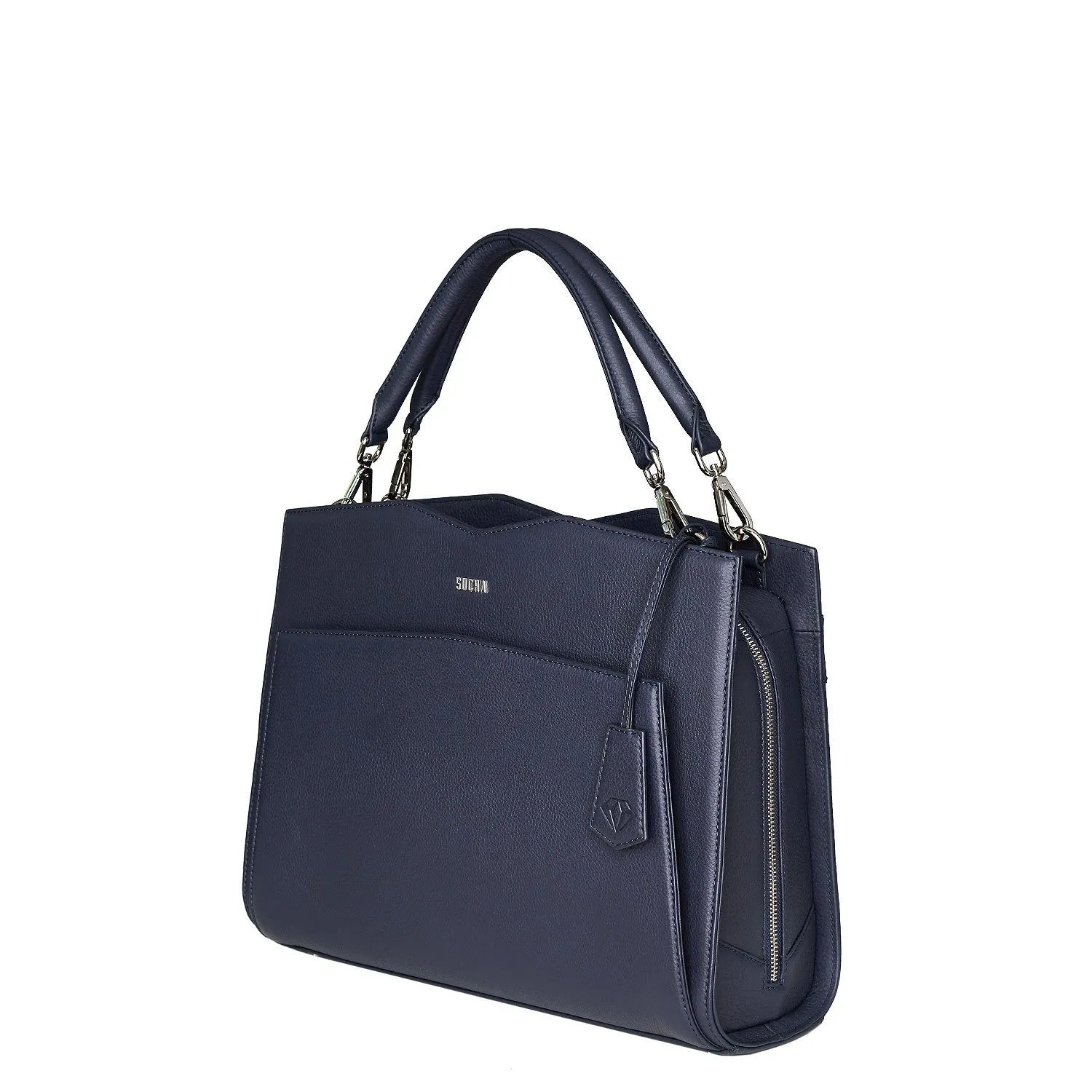 Diamond Edition Navy Leather Womens 14" Laptop Tote