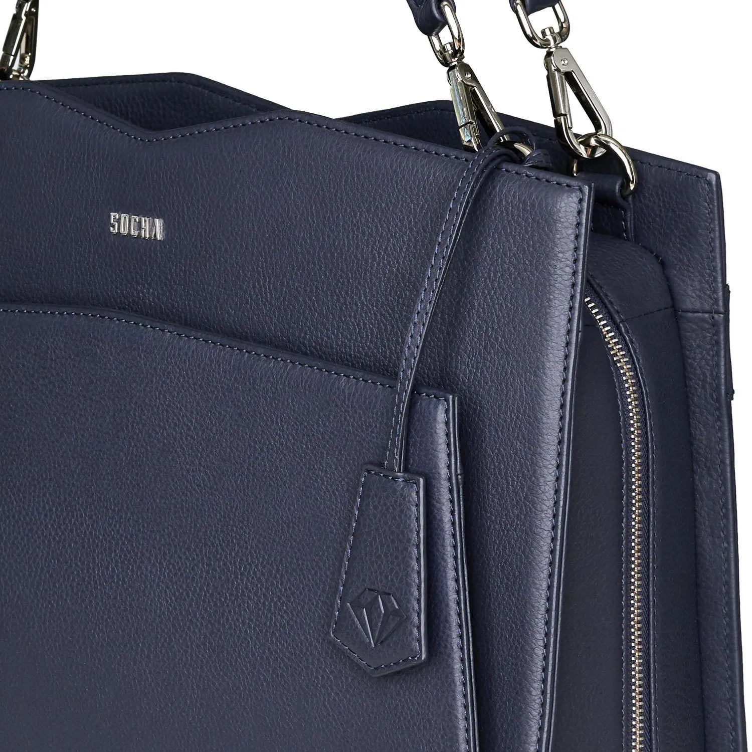 Diamond Edition Navy Leather Womens 14" Laptop Tote