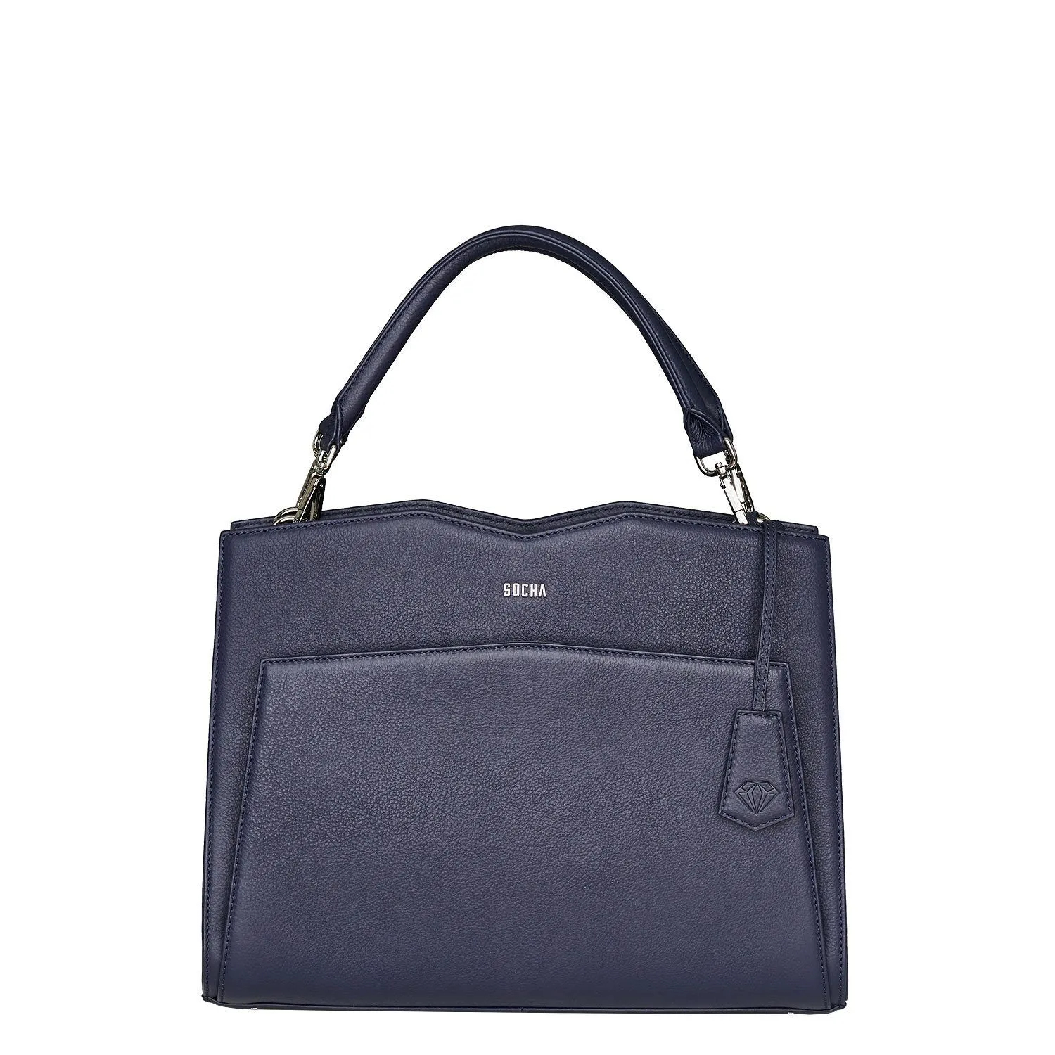 Diamond Edition Navy Leather Womens 14" Laptop Tote