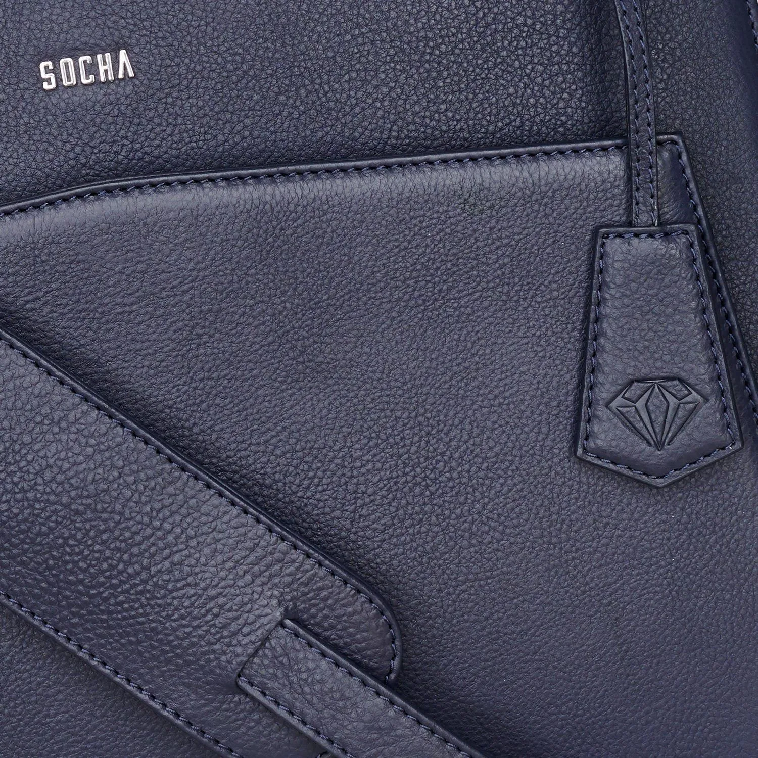 Diamond Edition Navy Leather Womens 14" Laptop Tote