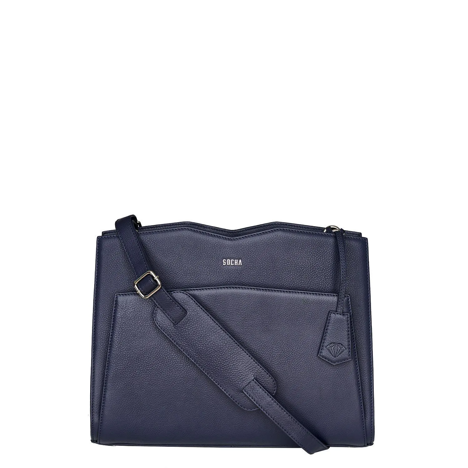 Diamond Edition Navy Leather Womens 14" Laptop Tote