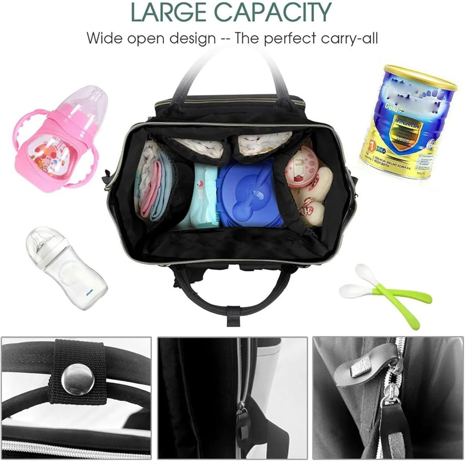 Diaper Bag Nappy Backpack Baby Bag Opossum In Snow Mummy Backpack Multifunction Changing Bags for Travel, Ocean Animal Octopus, One Size