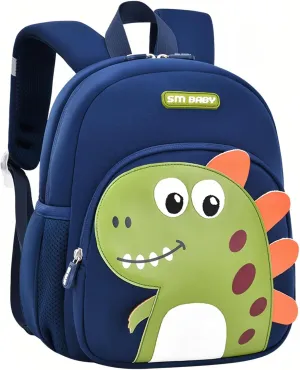 Dinosaur Backpack for Toddler Boys, Anti-lost Bookbag for Preschool Boys Kids Backpack, Fit A4 Folder, 01-Dark-blue Green