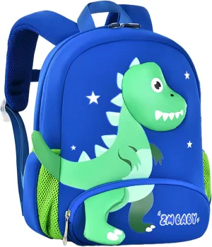Dinosaur Boys Backpack for Toddler Kids, Anti-lost Bookbag for Toddler Boys Preschool Backpack, Fit A4 Folder, 02-Sky-blue Green