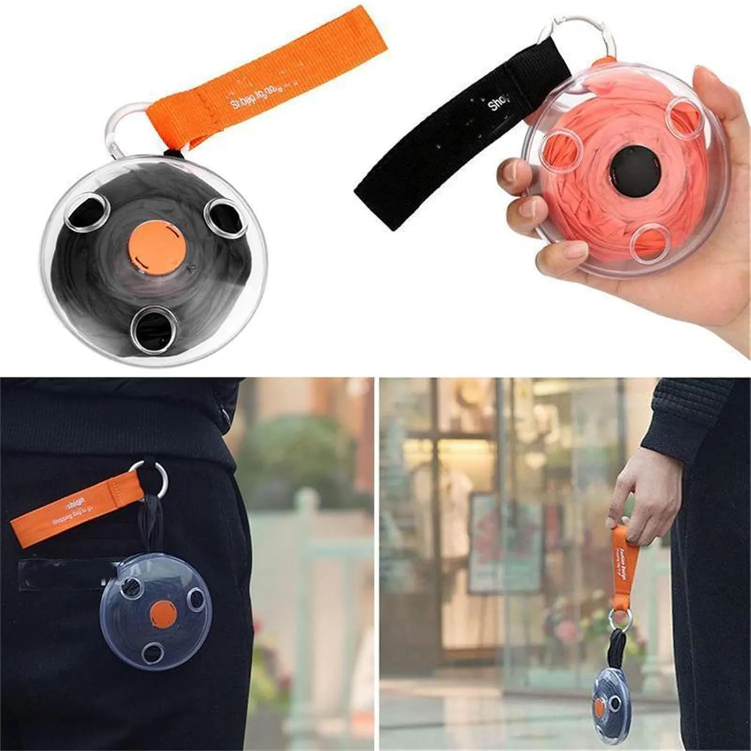 Disc Portable Bag,Mini Portable Folding Telescopic Shopping Bag,Multi-Functional Small Disc Rotating Storage Bag Can Be Recycled (C,2Pcs)