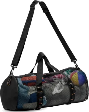 Diving Scuba Surfing Snorkeling Dive Mesh Beach Bag Duffle Bags with Zipper and Adjustable Shoulder Strap for Travel Fitness Camping Swim Gym Gears Balls 23” x 11”