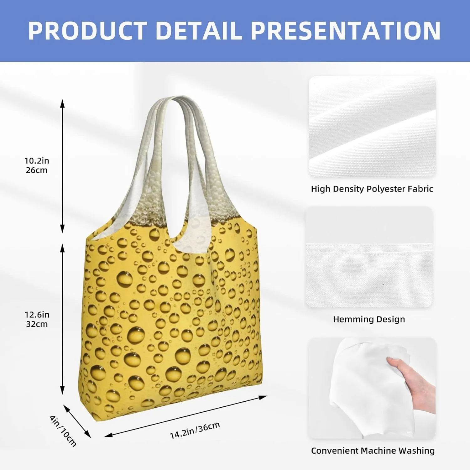 DKJlitter Fashion Canvas Tote Bag, Reusable Grocery Shopping Bag, Large capacity shopping bag Daily Utility Bag