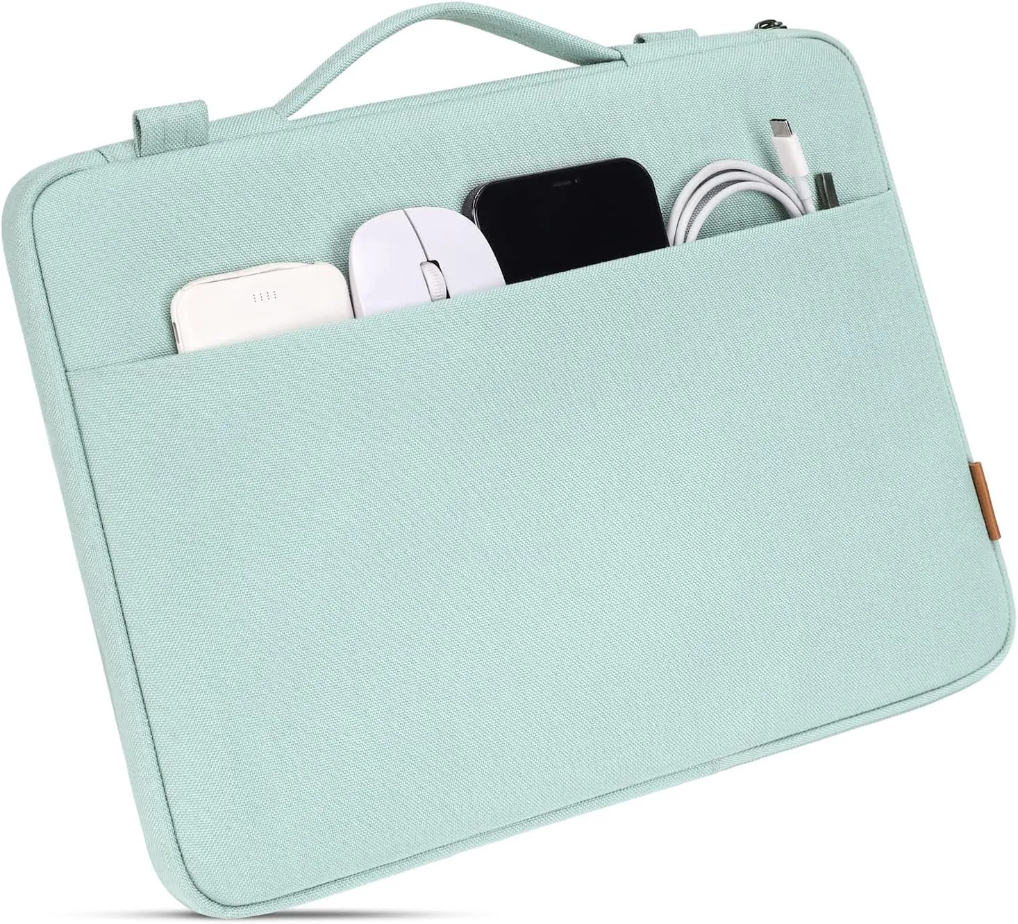 DOMISO 14 Inch Laptop Bag Cover Waterproof Shockproof Notebook Sleeve Case Shoulder Bag Protective Cover for 14" HP Stream 14 Pavilion 14/2017 ThinkPad X1 Yoga 710/14" ThinkPad A475,Mint Green