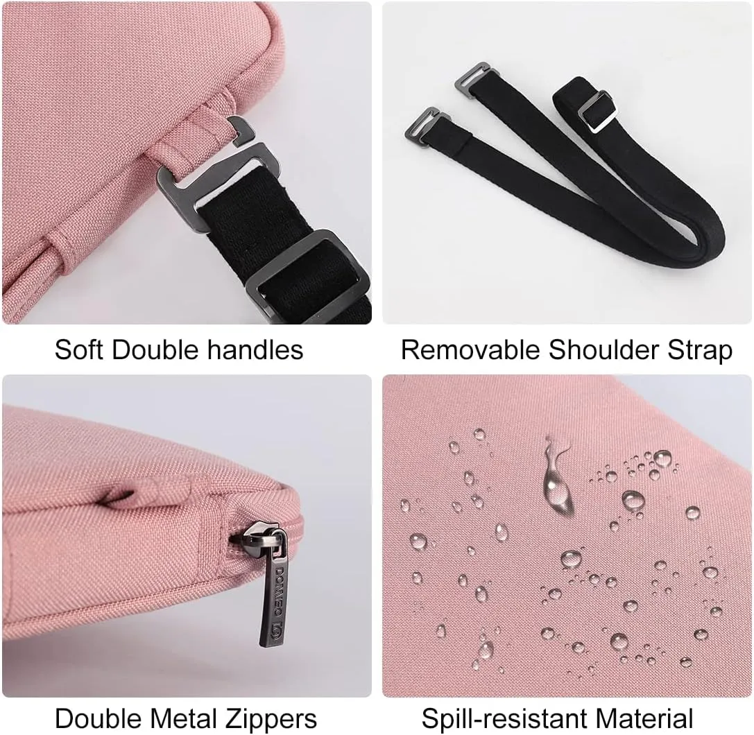DOMISO 14 Inch Laptop Bag Cover Waterproof Shockproof Notebook Sleeve Case Shoulder Bag Protective Cover for 14" HP Stream 14 Pavilion 14/2017 ThinkPad X1 Yoga 710/14" ThinkPad A475,Pink