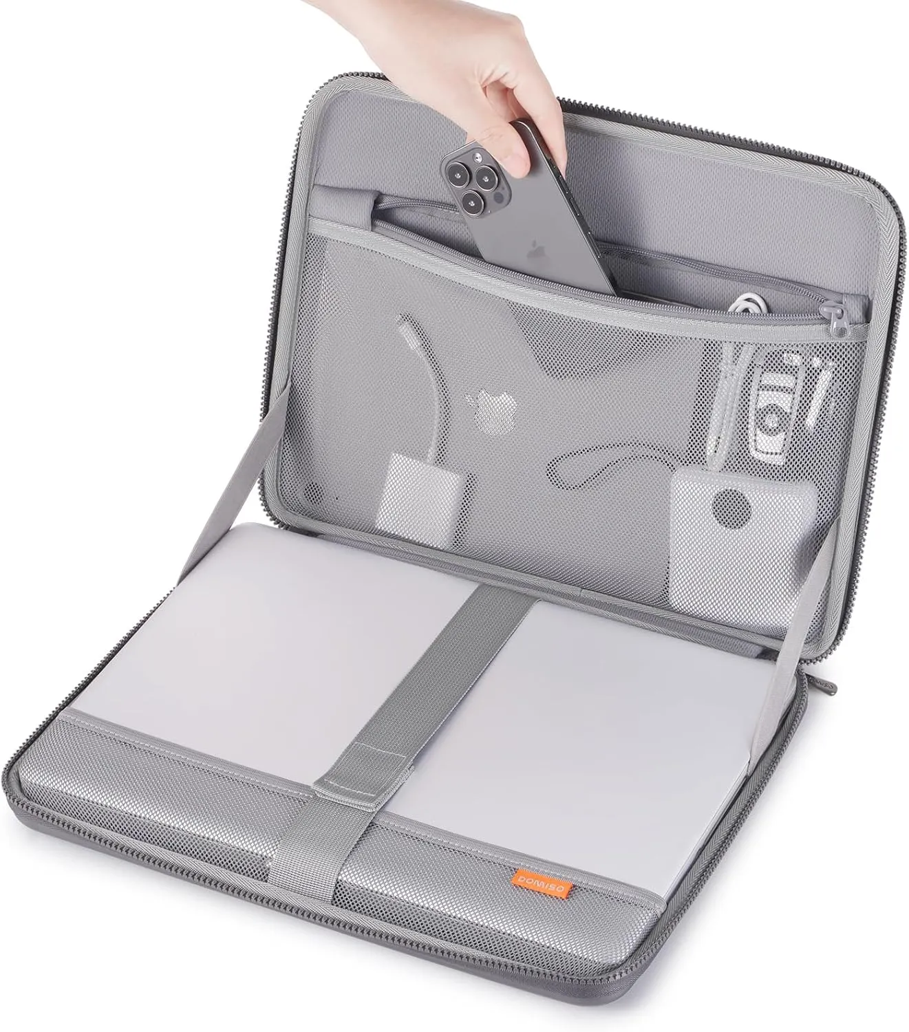 DOMISO 14 inch Laptop Sleeve with Handle Shockproof Computer Bag Waterproof EVA Protective Carrying Case for 14" HP Dell Asus Laptop, Dark Grey