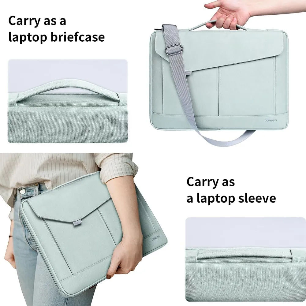 DOMISO 17-17.3 Inch Laptop Sleeve Bag Business Briefcase Messenger Bag Compatible with 17.3" Dell Computer/HP Pavilion 17/ProBook 470/MSI GS73VR Stealth PRO/LG Gram 17,Deep Mint Green