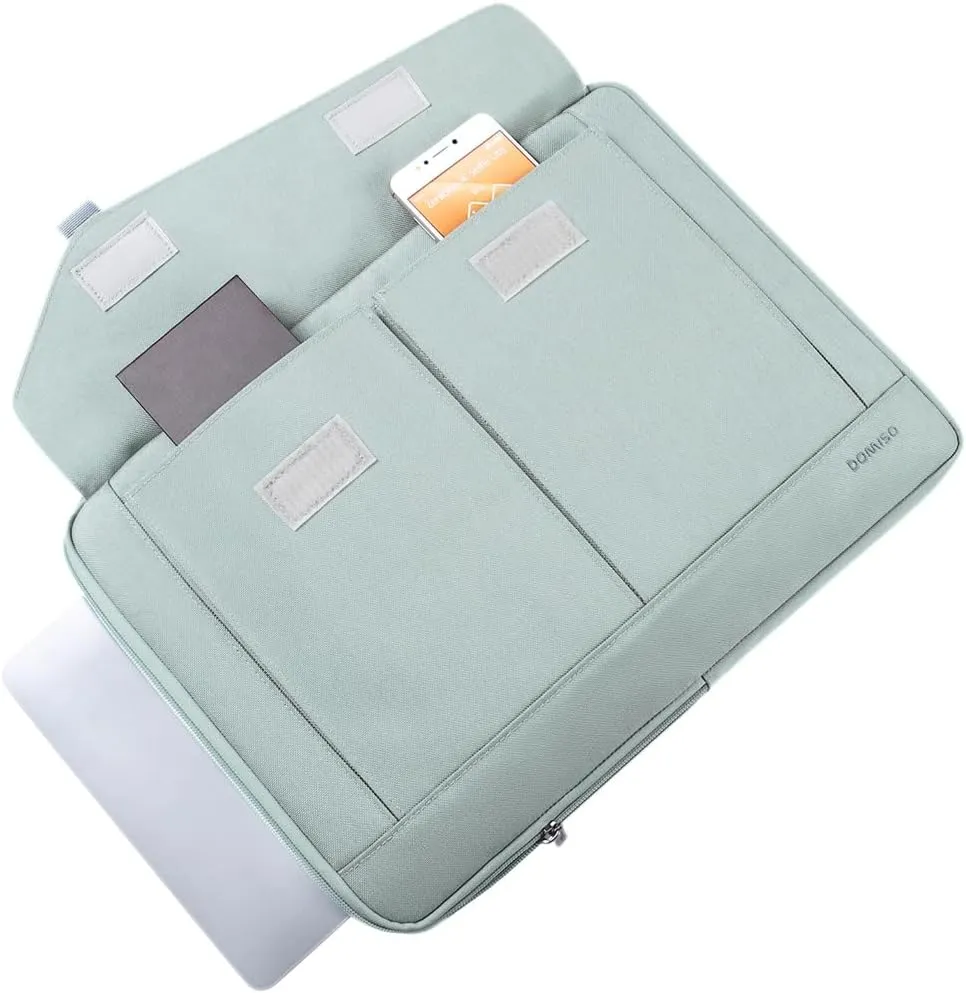 DOMISO 17-17.3 Inch Laptop Sleeve Bag Business Briefcase Messenger Bag Compatible with 17.3" Dell Computer/HP Pavilion 17/ProBook 470/MSI GS73VR Stealth PRO/LG Gram 17,Deep Mint Green