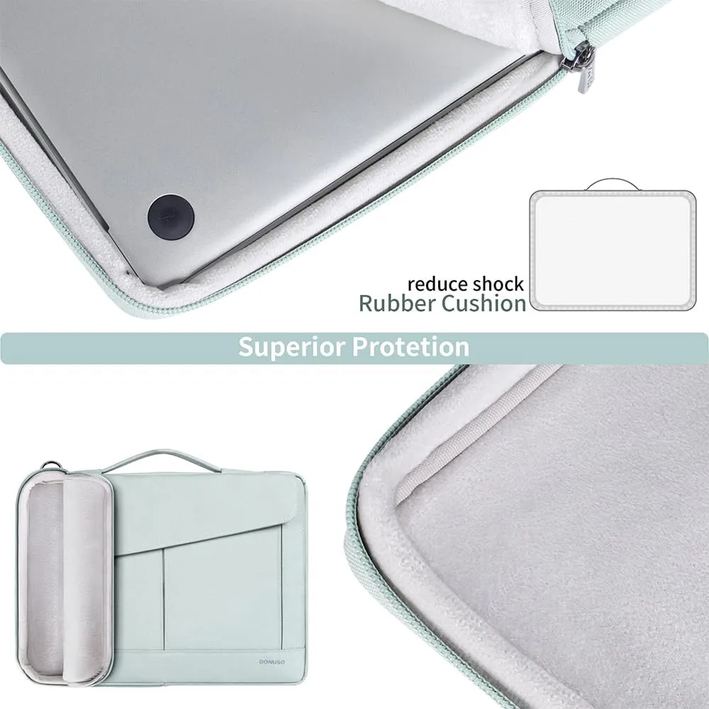 DOMISO 17-17.3 Inch Laptop Sleeve Bag Business Briefcase Messenger Bag Compatible with 17.3" Dell Computer/HP Pavilion 17/ProBook 470/MSI GS73VR Stealth PRO/LG Gram 17,Deep Mint Green