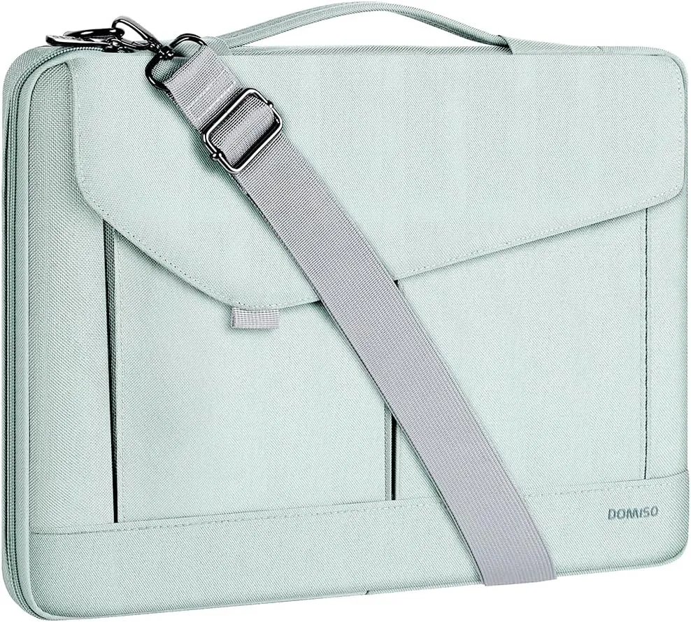 DOMISO 17-17.3 Inch Laptop Sleeve Bag Business Briefcase Messenger Bag Compatible with 17.3" Dell Computer/HP Pavilion 17/ProBook 470/MSI GS73VR Stealth PRO/LG Gram 17,Deep Mint Green