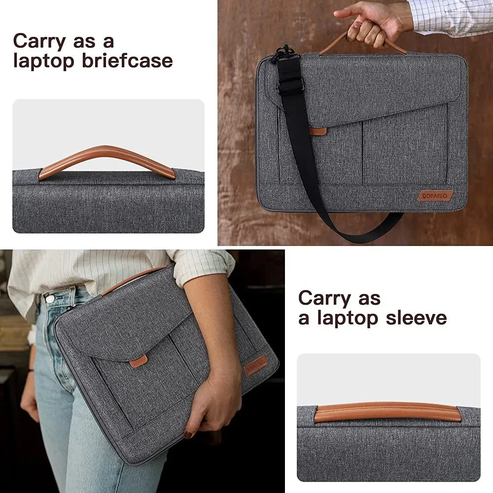 DOMISO 17-17.3 Inch Laptop Sleeve Water Resistant Business Briefcase Messenger Bag Compatible with 17.3" Dell Computer/HP Pavilion 17/ProBook 470/MSI GS73VR Stealth PRO/Lenovo/Acer/ASUS,Grey