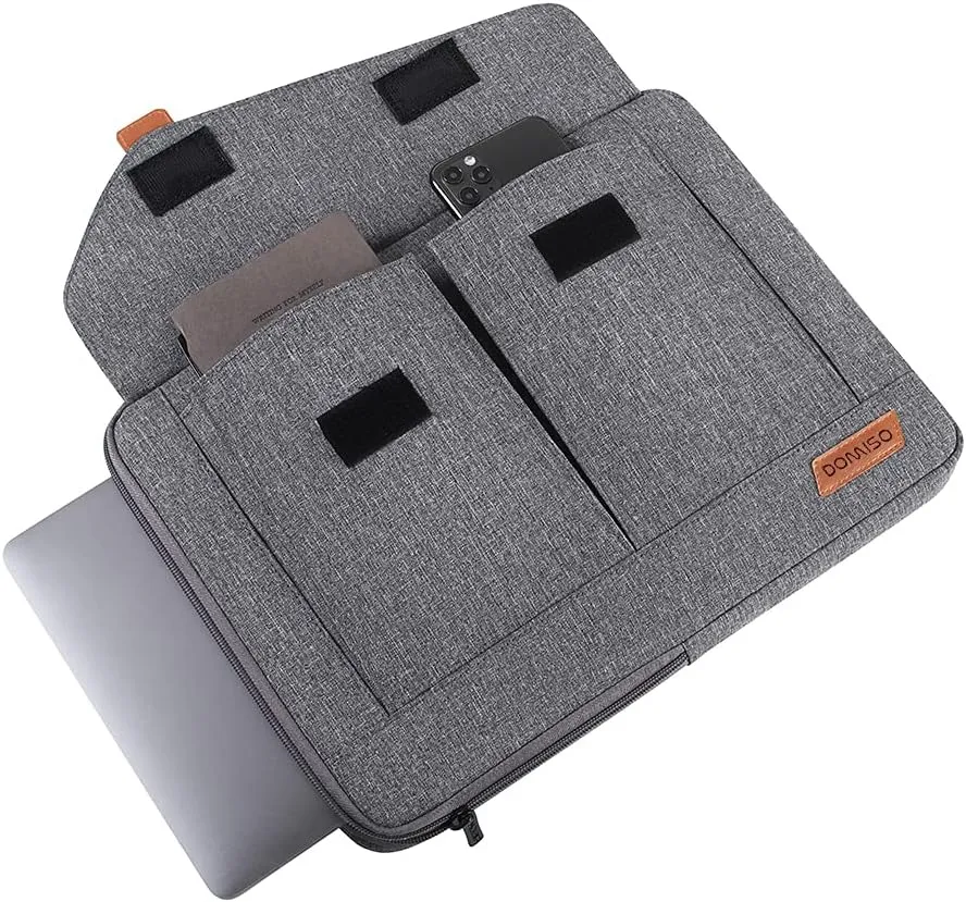DOMISO 17-17.3 Inch Laptop Sleeve Water Resistant Business Briefcase Messenger Bag Compatible with 17.3" Dell Computer/HP Pavilion 17/ProBook 470/MSI GS73VR Stealth PRO/Lenovo/Acer/ASUS,Grey