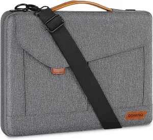 DOMISO 17-17.3 Inch Laptop Sleeve Water Resistant Business Briefcase Messenger Bag Compatible with 17.3" Dell Computer/HP Pavilion 17/ProBook 470/MSI GS73VR Stealth PRO/Lenovo/Acer/ASUS,Grey