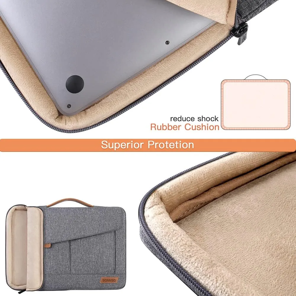DOMISO 17-17.3 Inch Laptop Sleeve Water Resistant Business Briefcase Messenger Bag Compatible with 17.3" Dell Computer/HP Pavilion 17/ProBook 470/MSI GS73VR Stealth PRO/Lenovo/Acer/ASUS,Grey