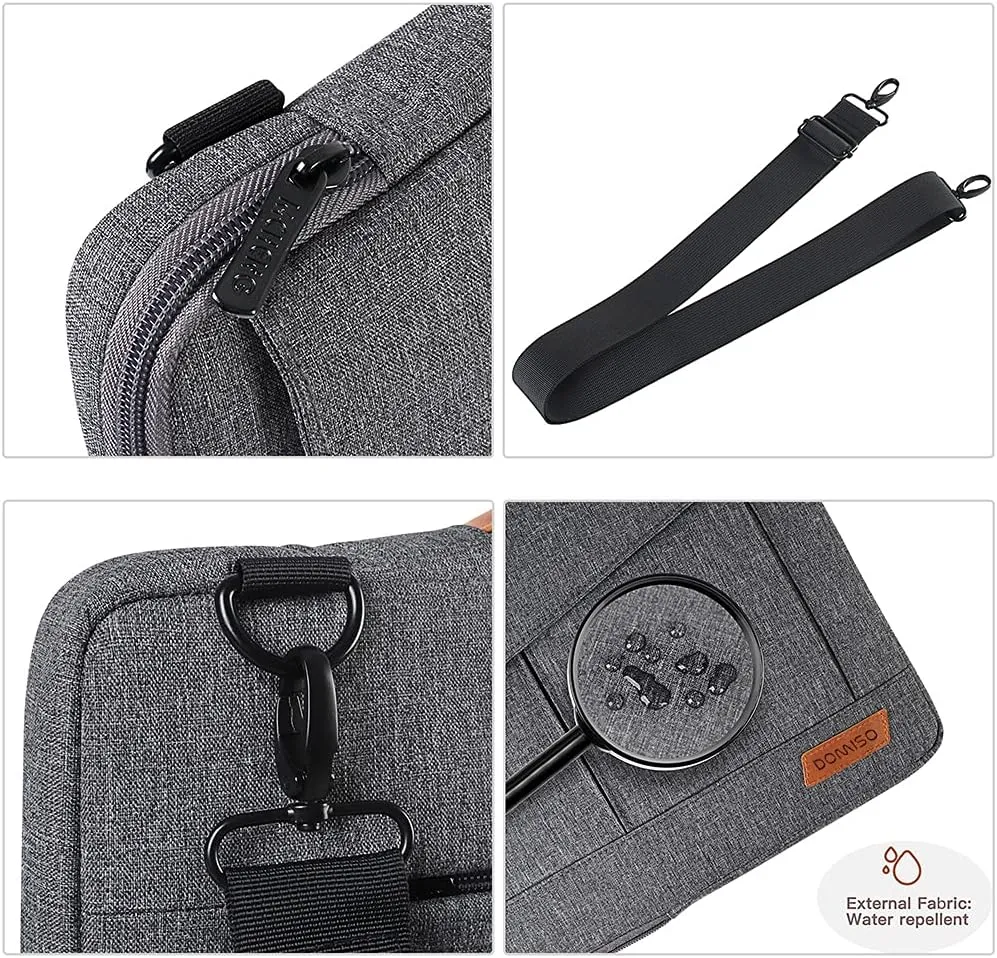 DOMISO 17-17.3 Inch Laptop Sleeve Water Resistant Business Briefcase Messenger Bag Compatible with 17.3" Dell Computer/HP Pavilion 17/ProBook 470/MSI GS73VR Stealth PRO/Lenovo/Acer/ASUS,Grey