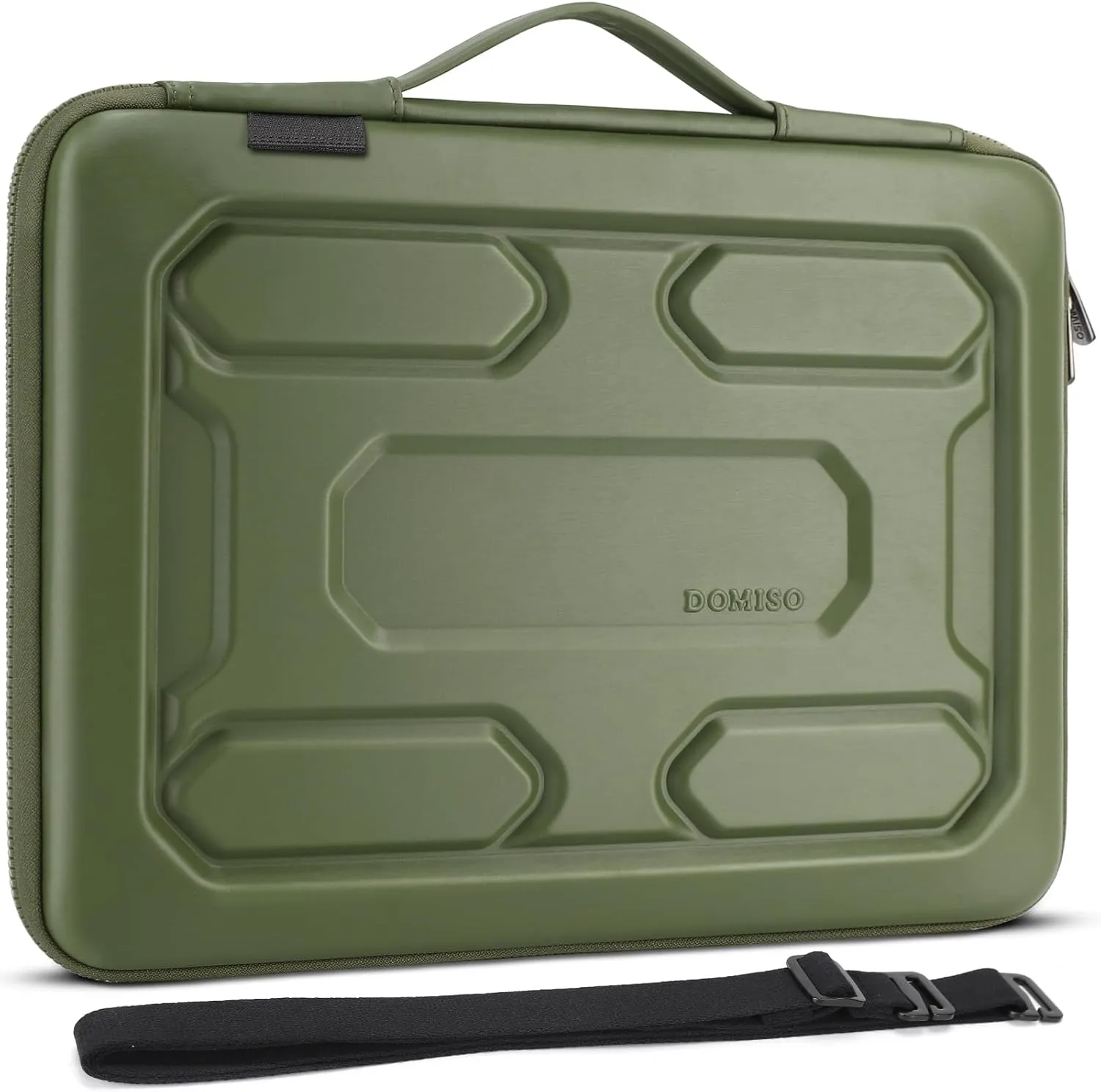 DOMISO 17 inch Laptop Sleeve Shoulder Bag Shockproof Computer Bag Waterproof EVA Protective Carrying Case for 17.3" MSI GS73VR Stealth Pro/HP Envy 17/LG Gram 17"/ROG Strix GL702VS,Green