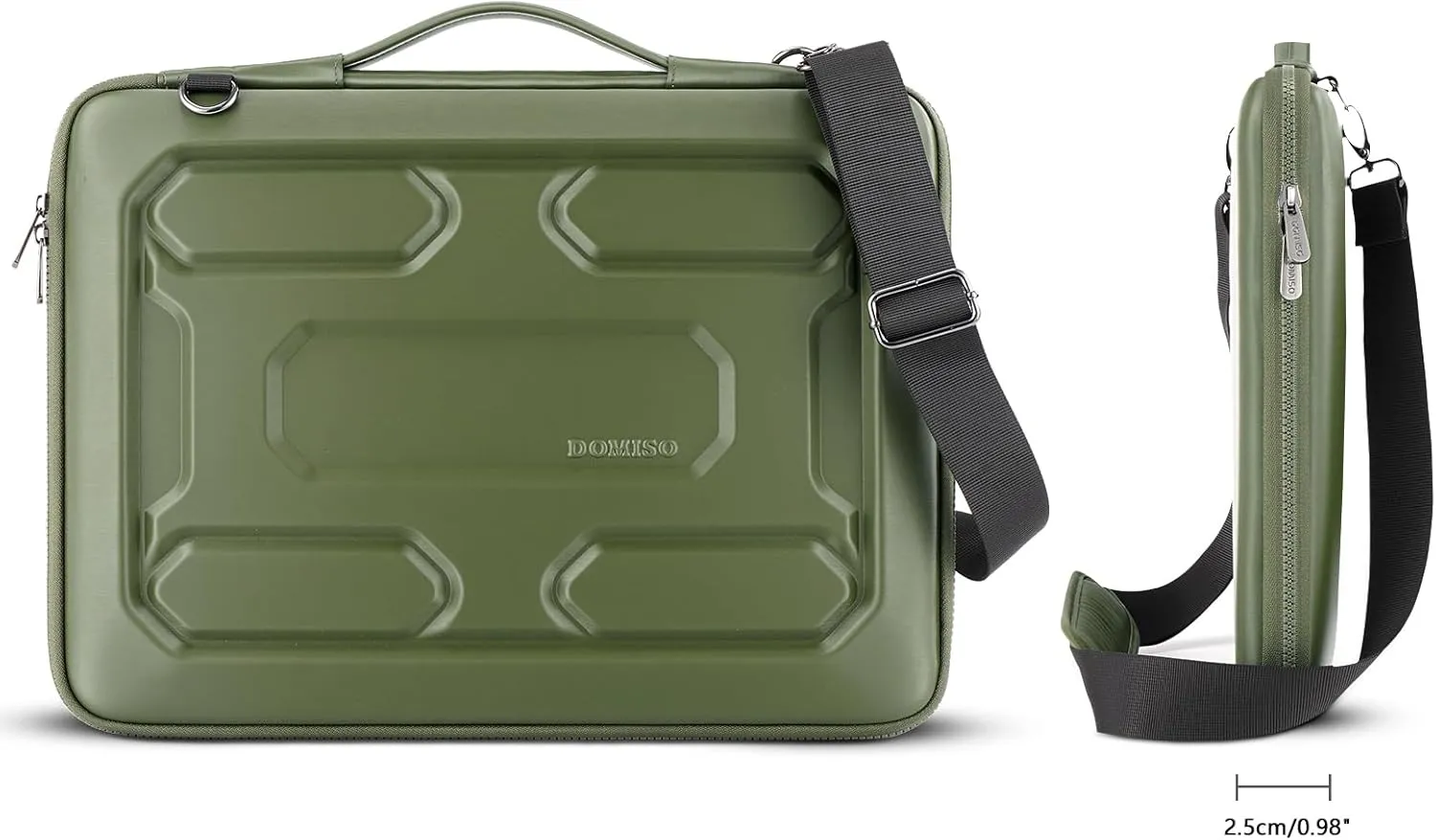 DOMISO 17 inch Laptop Sleeve Shoulder Bag Shockproof Computer Bag Waterproof EVA Protective Carrying Case for 17.3" MSI GS73VR Stealth Pro/HP Envy 17/LG Gram 17"/ROG Strix GL702VS,Green