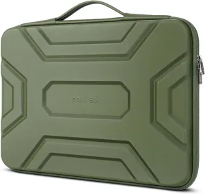 DOMISO 17 inch Laptop Sleeve with Handle Shockproof Computer Bag Waterproof EVA Protective Carrying Case for 17.3" HP Dell Asus Lenovo Laptop, Green