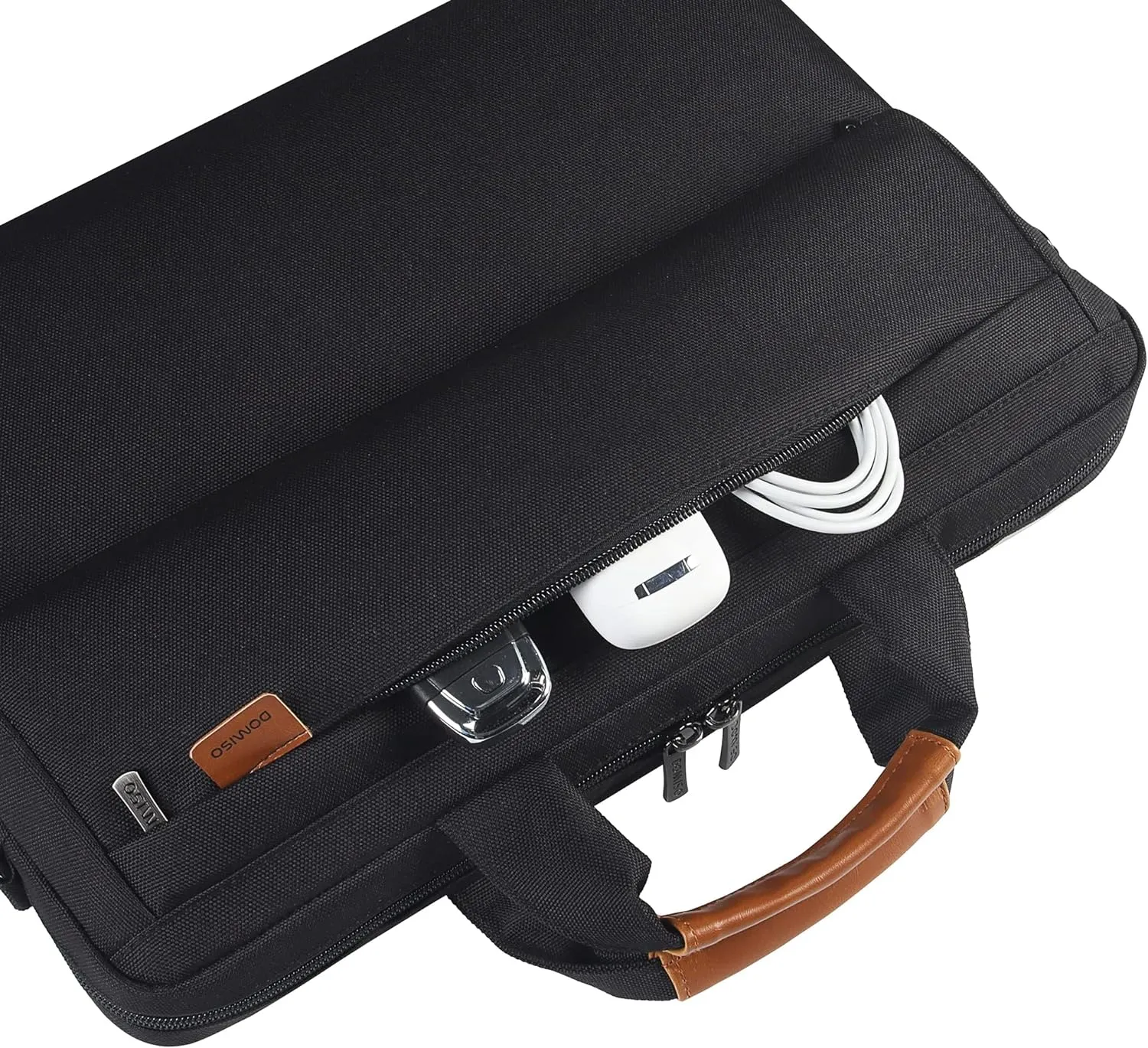 DOMISO 17 Inch Shockproof Laptop Sleeve Business Briefcase Waterproof Messenger Shoulder Bag for 17"-17.3" Notebooks/Dell/Acer/HP/MSI, Black