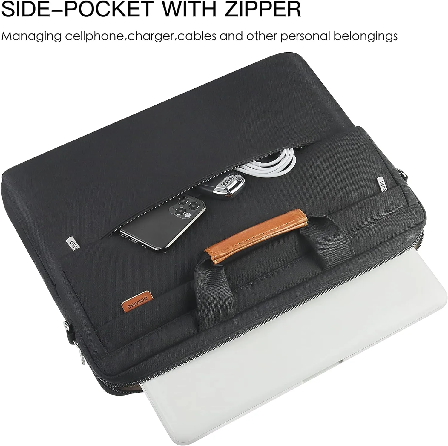DOMISO 17 Inch Shockproof Laptop Sleeve Business Briefcase Waterproof Messenger Shoulder Bag for 17"-17.3" Notebooks/Dell/Acer/HP/MSI, Black
