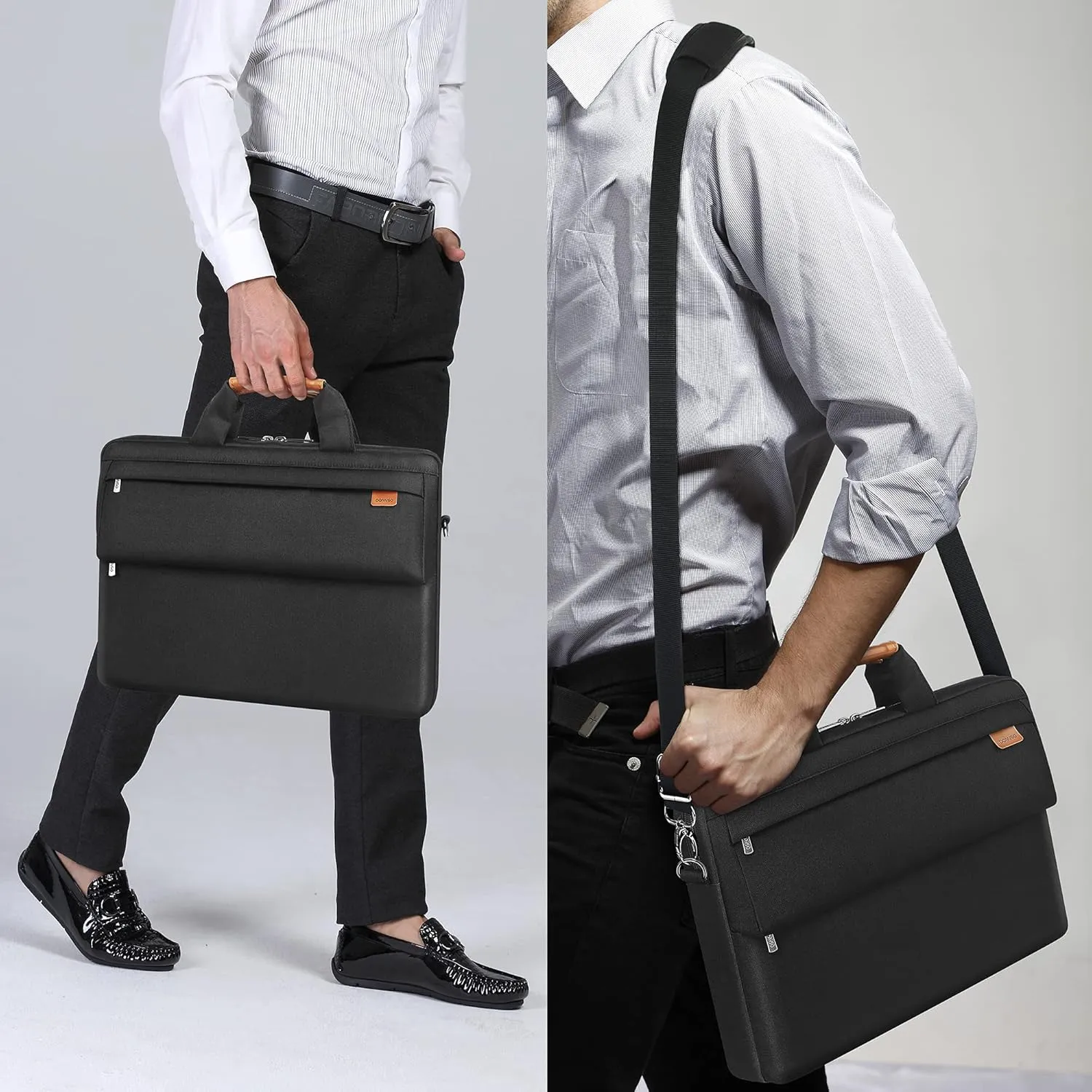 DOMISO 17 Inch Shockproof Laptop Sleeve Business Briefcase Waterproof Messenger Shoulder Bag for 17"-17.3" Notebooks/Dell/Acer/HP/MSI, Black