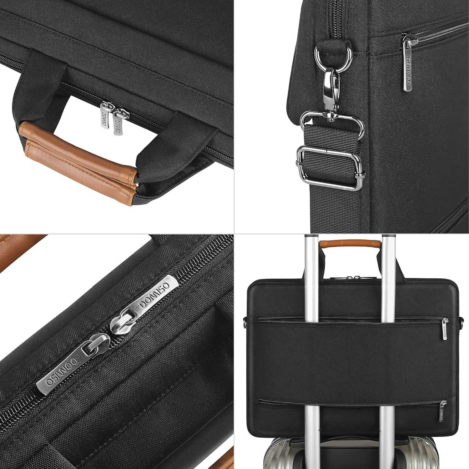DOMISO 17 Inch Shockproof Laptop Sleeve Business Briefcase Waterproof Messenger Shoulder Bag for 17"-17.3" Notebooks/Dell/Acer/HP/MSI, Black