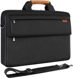 DOMISO 17 Inch Shockproof Laptop Sleeve Business Briefcase Waterproof Messenger Shoulder Bag for 17"-17.3" Notebooks/Dell/Acer/HP/MSI, Black