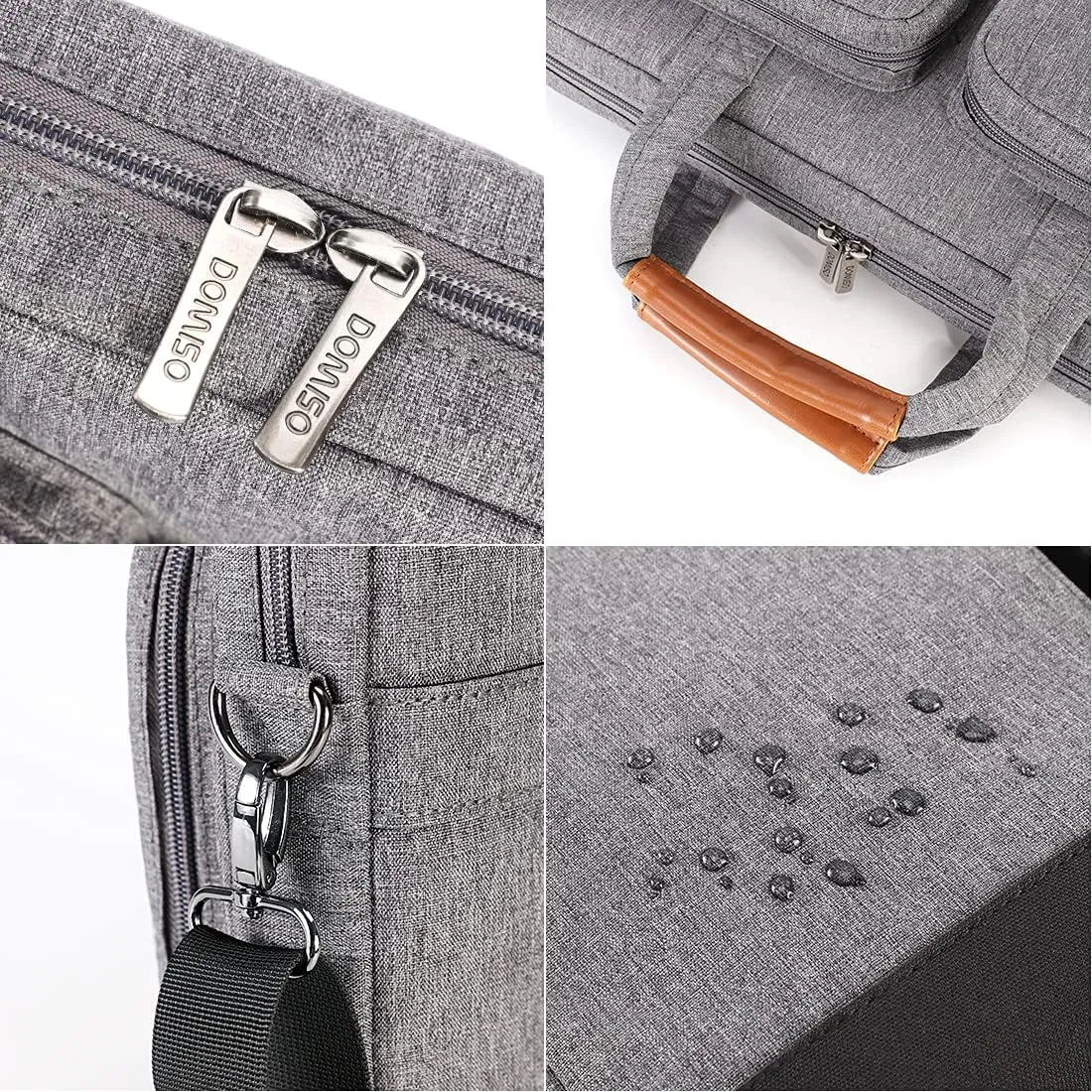 DOMISO 17.3 inch Laptop Shoulder Bag Case Water Resistant Messenger Bag Handbag Business Briefcase for 17.3" Notebook/Apple/Lenovo/Microsoft/HP/Dell/Huawei/Samsung,Grey