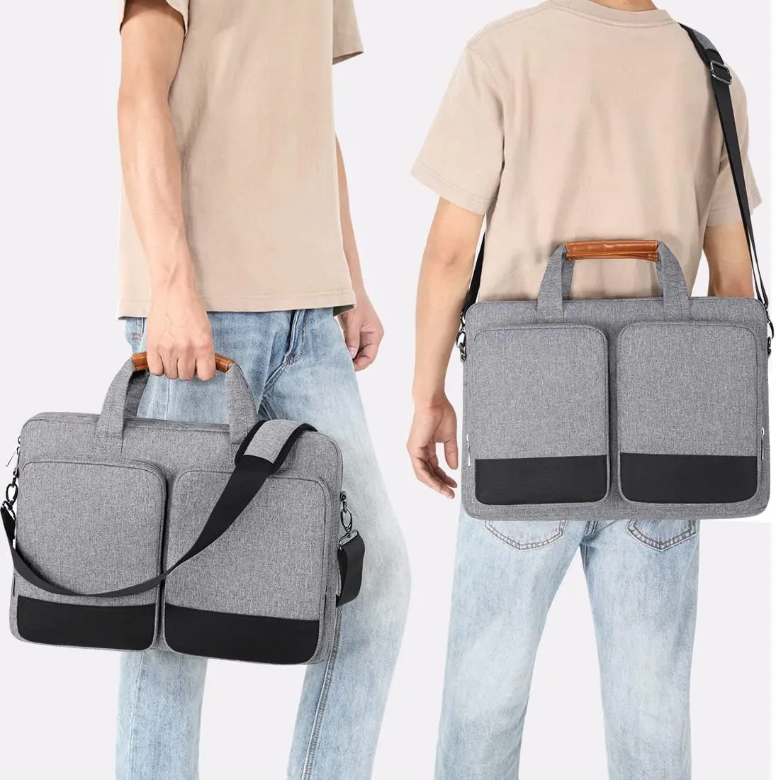 DOMISO 17.3 inch Laptop Shoulder Bag Case Water Resistant Messenger Bag Handbag Business Briefcase for 17.3" Notebook/Apple/Lenovo/Microsoft/HP/Dell/Huawei/Samsung,Grey