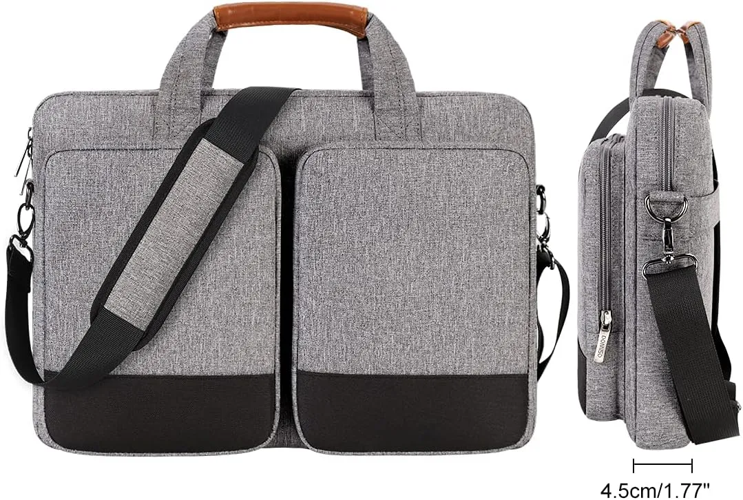 DOMISO 17.3 inch Laptop Shoulder Bag Case Water Resistant Messenger Bag Handbag Business Briefcase for 17.3" Notebook/Apple/Lenovo/Microsoft/HP/Dell/Huawei/Samsung,Grey