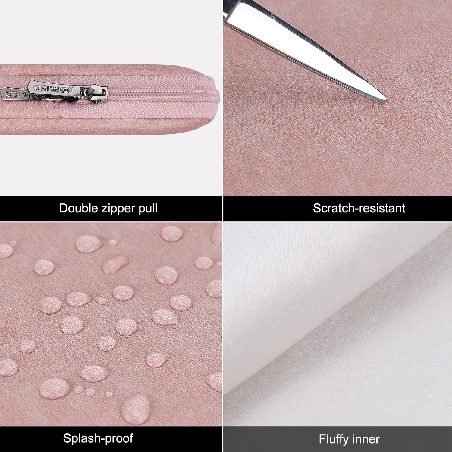 DOMISO 17.3 inch Laptop Sleeve Bag Water-Resistant Shockproof Carrying Case for 17,3" IdeaPad 3 Gen 7/ZBook Fury G8/HP Envy 470 G8 G9/Dell Asus Waterproof Notebook Case,Pink