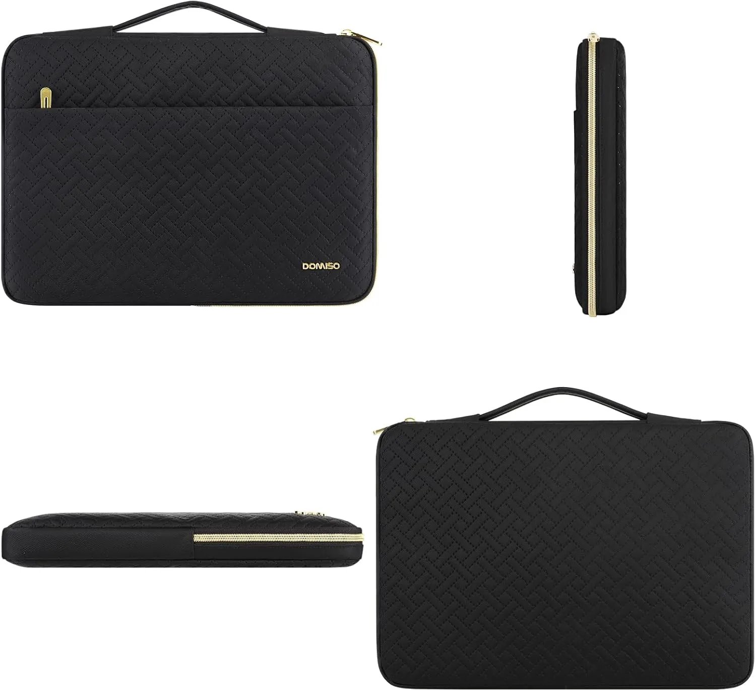 DOMISO Laptop Sleeve Case 14 inch Waterproof Shockproof Computer Carrying Handbag with Handle and Small Accessory Bag Compatible with 14 inch MacBook Air HP Dell Aspire Asus Notebook,Black