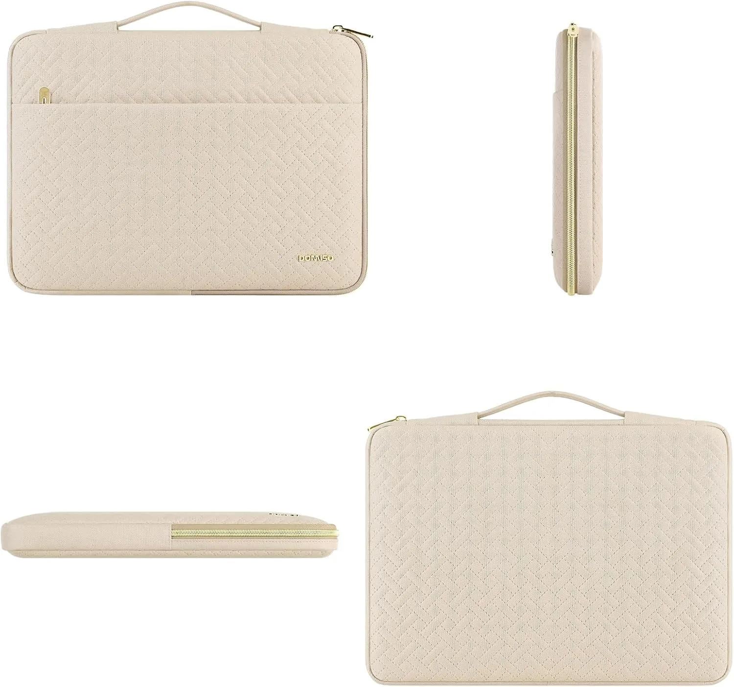 DOMISO Laptop Sleeve Case 16 inch Waterproof Shockproof Computer Carrying Handbag with Handle and Small Accessory Bag Compatible with 16 inch HP Dell Aspire Notebook,Beige