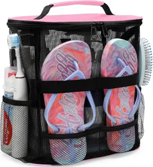 Dorm Room Essentials for Girls, Mesh Shower Caddy Hanging, Large Capacity Toiletry Bag for Women, Quick Dry Shower Bag for Camping, Bathroom, Gym, Swimming, Cruise, Beach, College, Travel Essentials