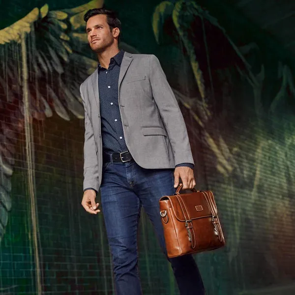 DOUBLE BUCKLE LAPTOP BRIEFCASE