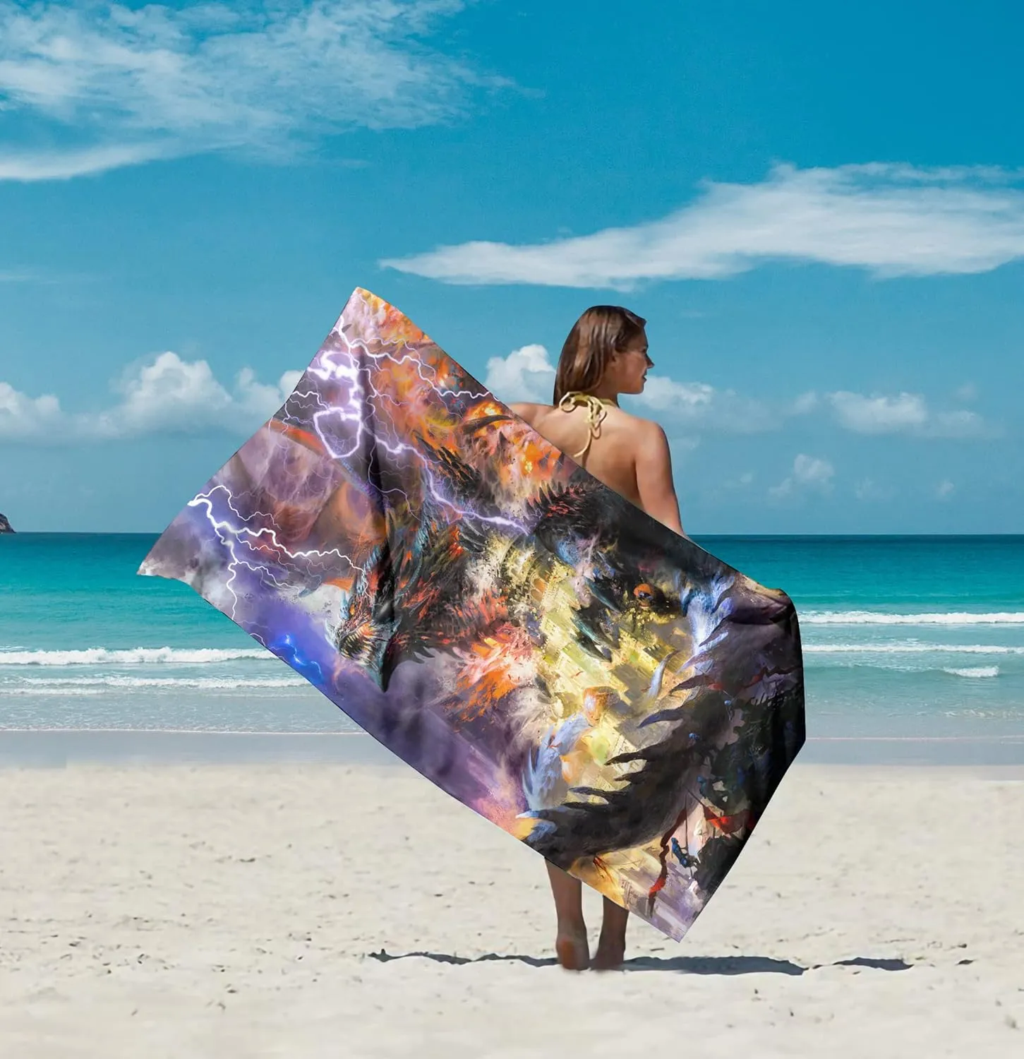 Dragon Beach Towel 30" x 60" Microfiber Sand Free Quick Dry Travel for Adults Teen Children (Dragon Attack)