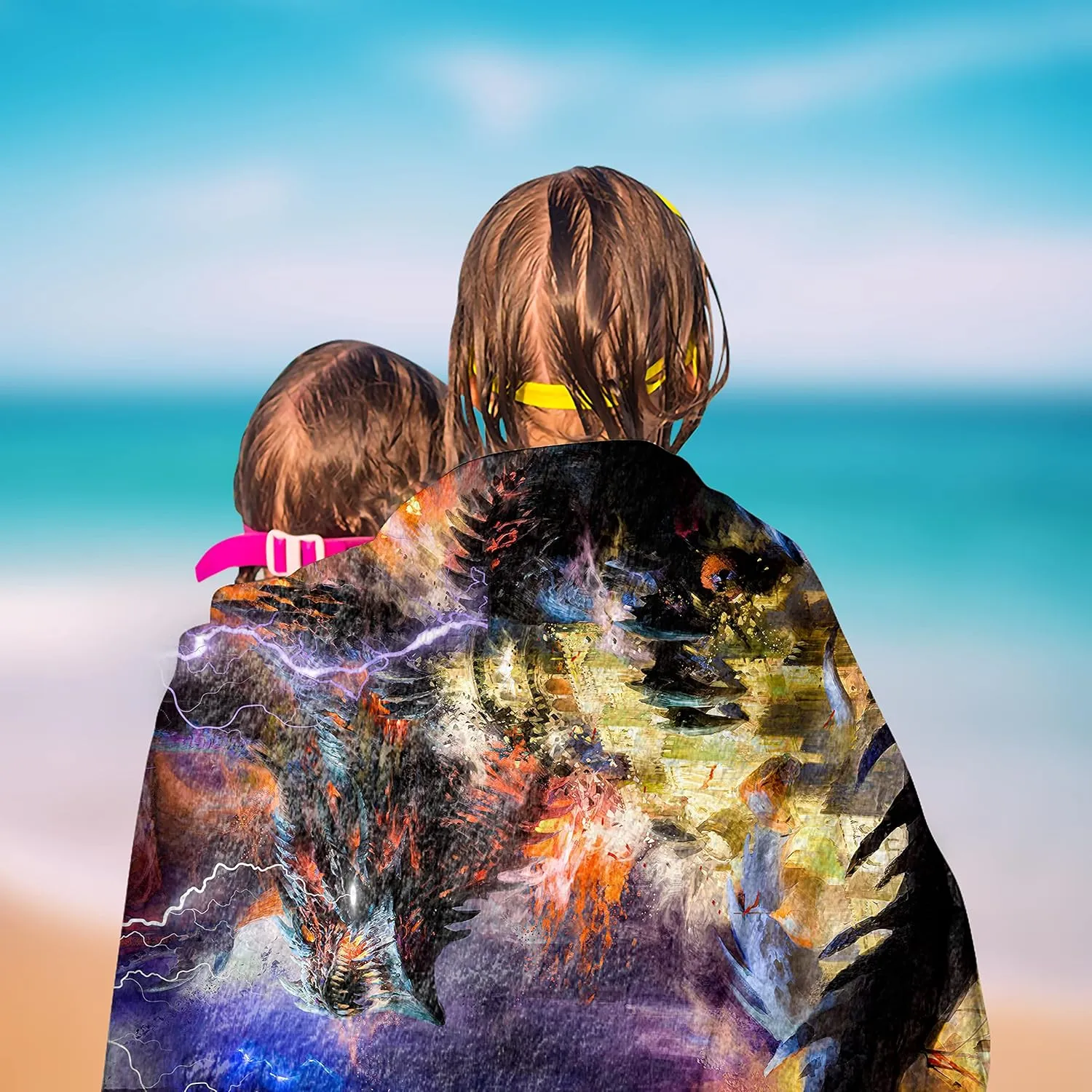 Dragon Beach Towel 30" x 60" Microfiber Sand Free Quick Dry Travel for Adults Teen Children (Dragon Attack)